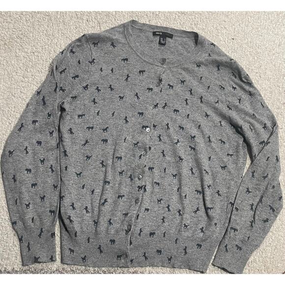 Mango MNG Casual Button Up Cardigan Sweater Horse Girl Womens Size Small Gray - Picture 1 of 10